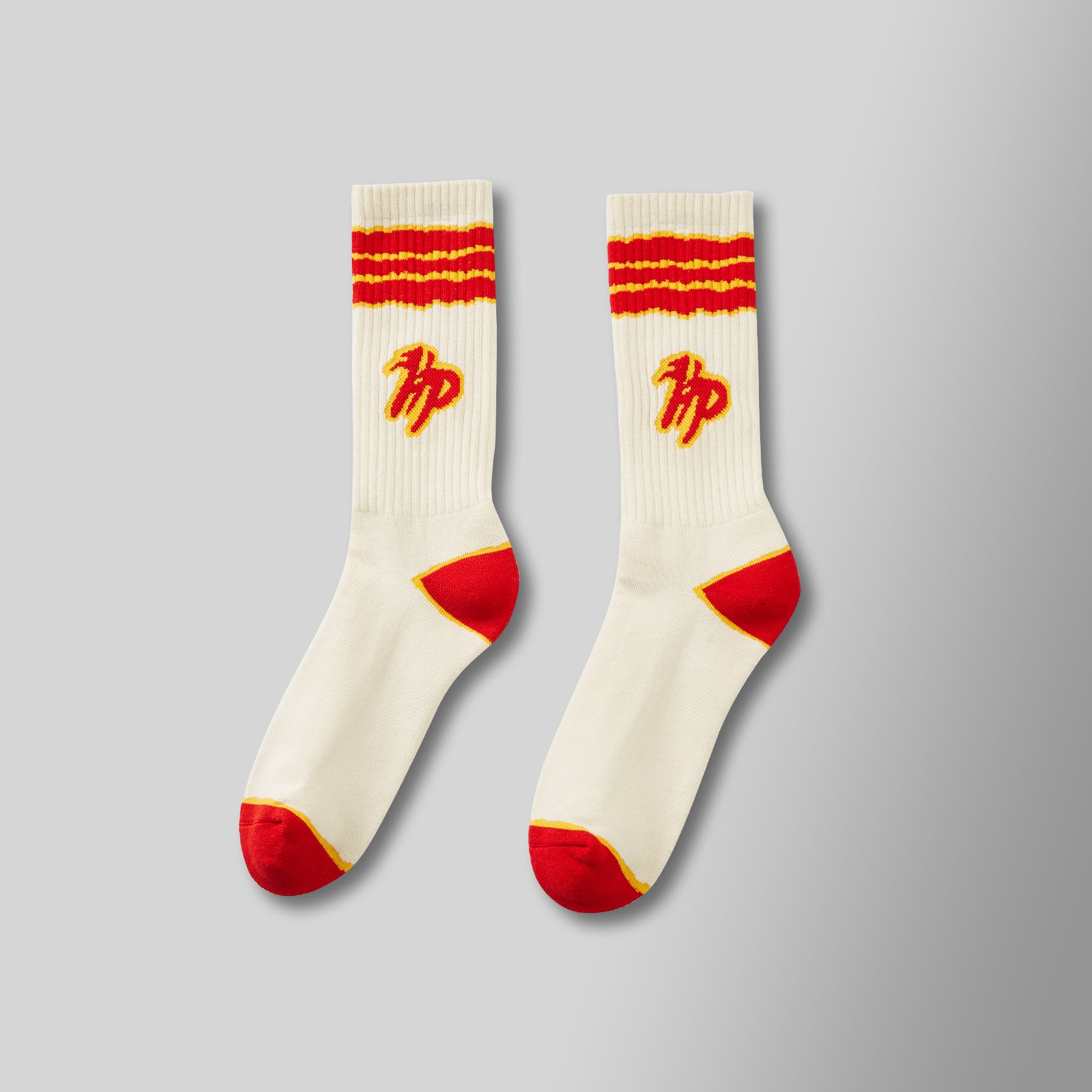 Wavy Sock - Cream & Red & Yellow