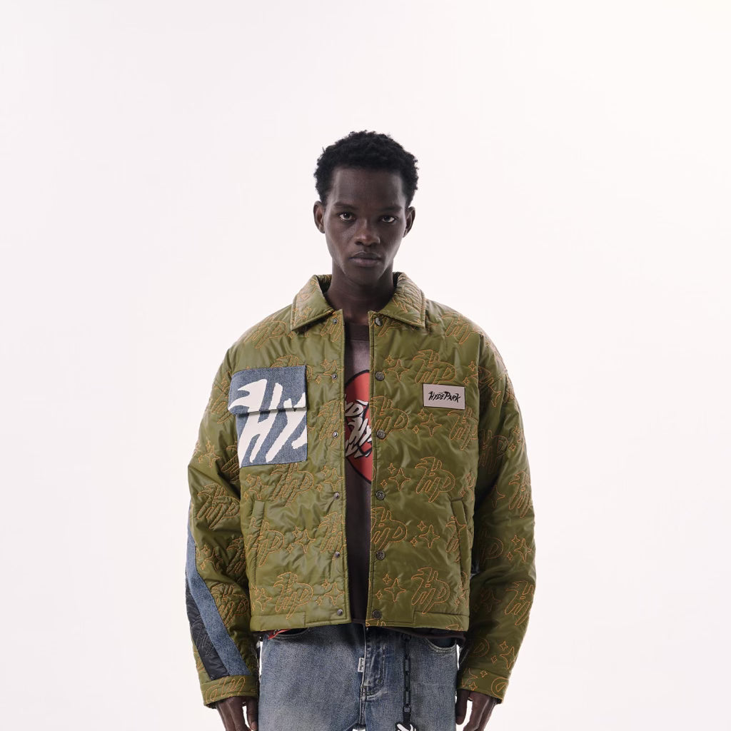 Moto Racer Coach Jacket - Olive Green