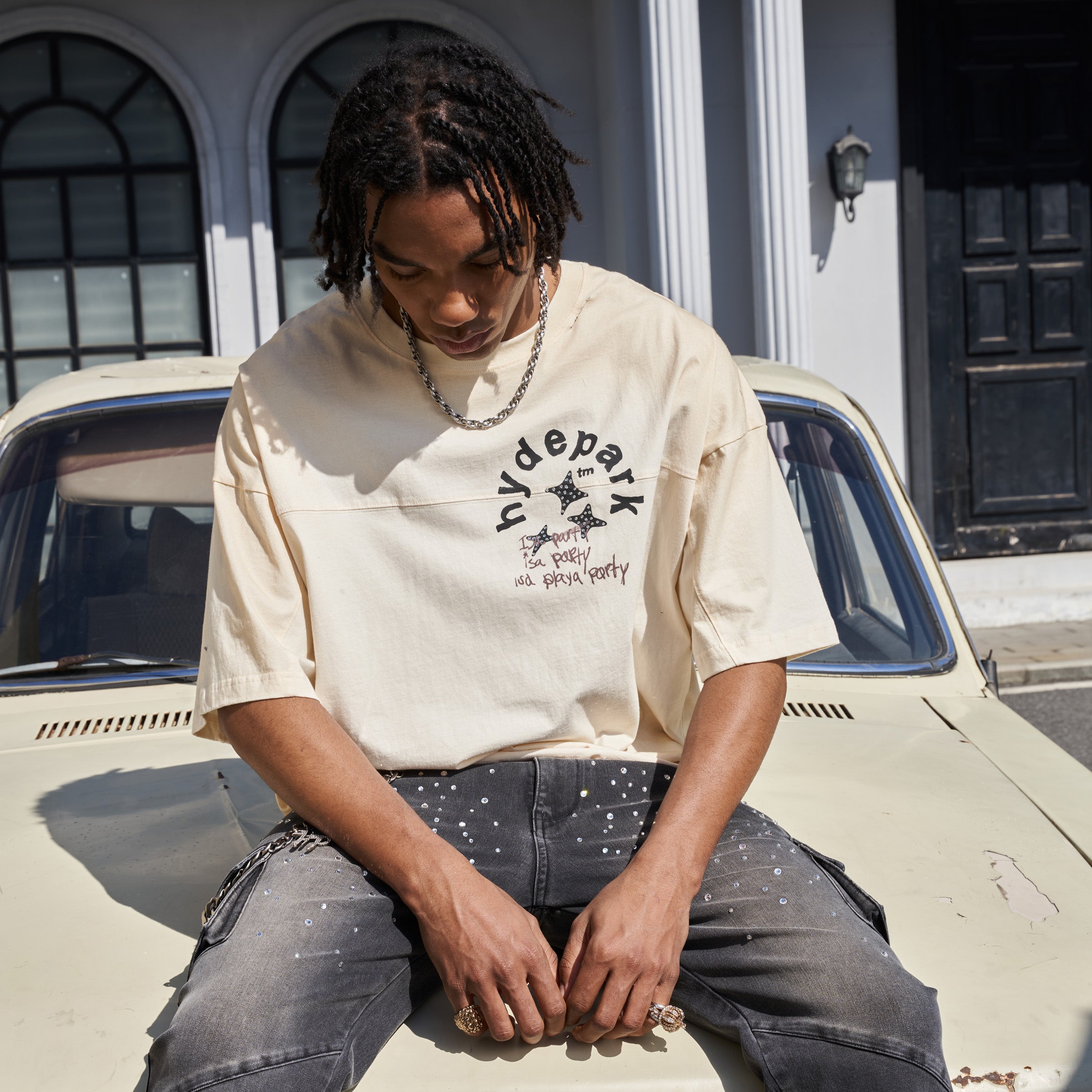 Aged Cotton (Double Yoke) Tee Crop - Cream