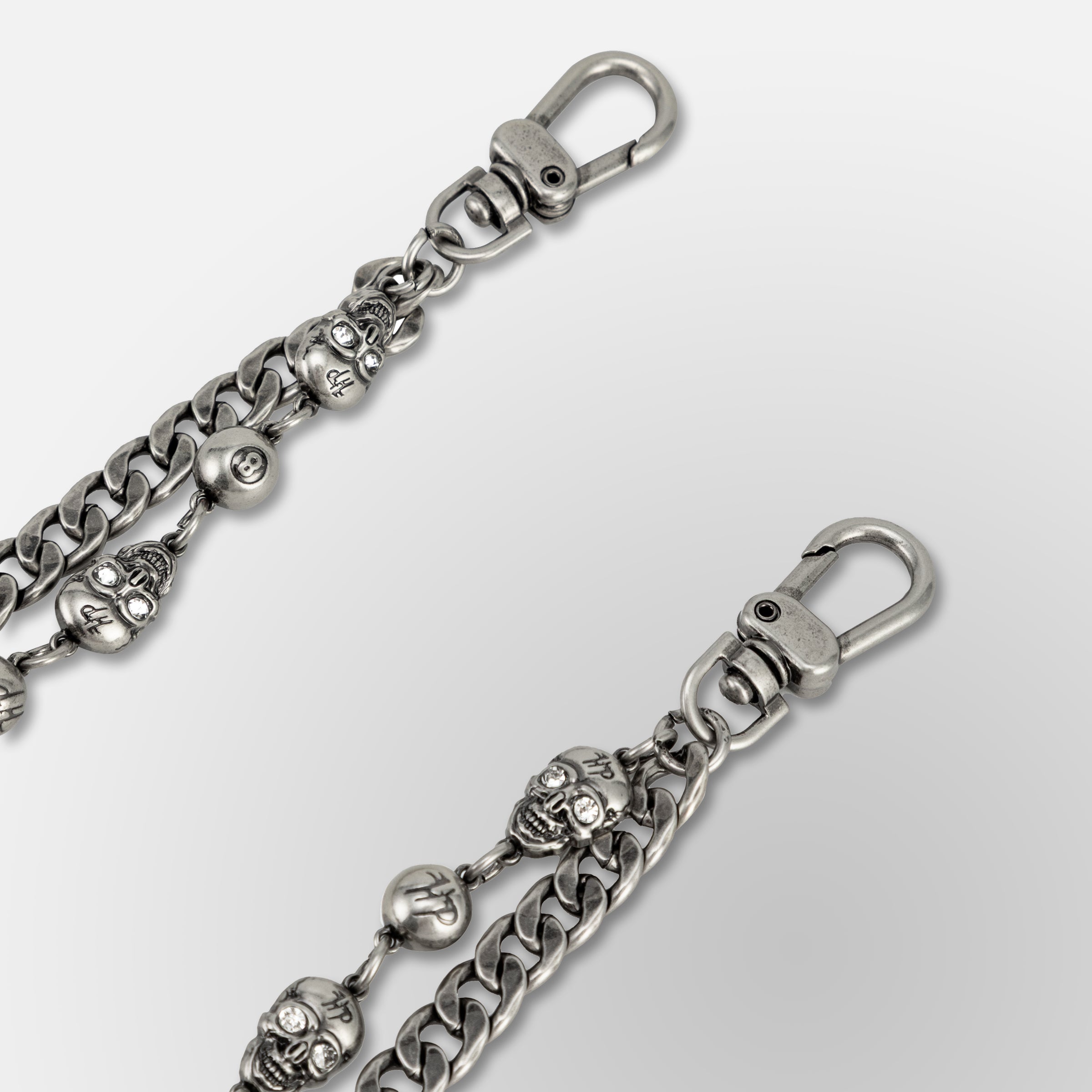 HP Eight Ball, Crystal Eyes HP Skull Link / Cuban Link Double - Wallet Chain