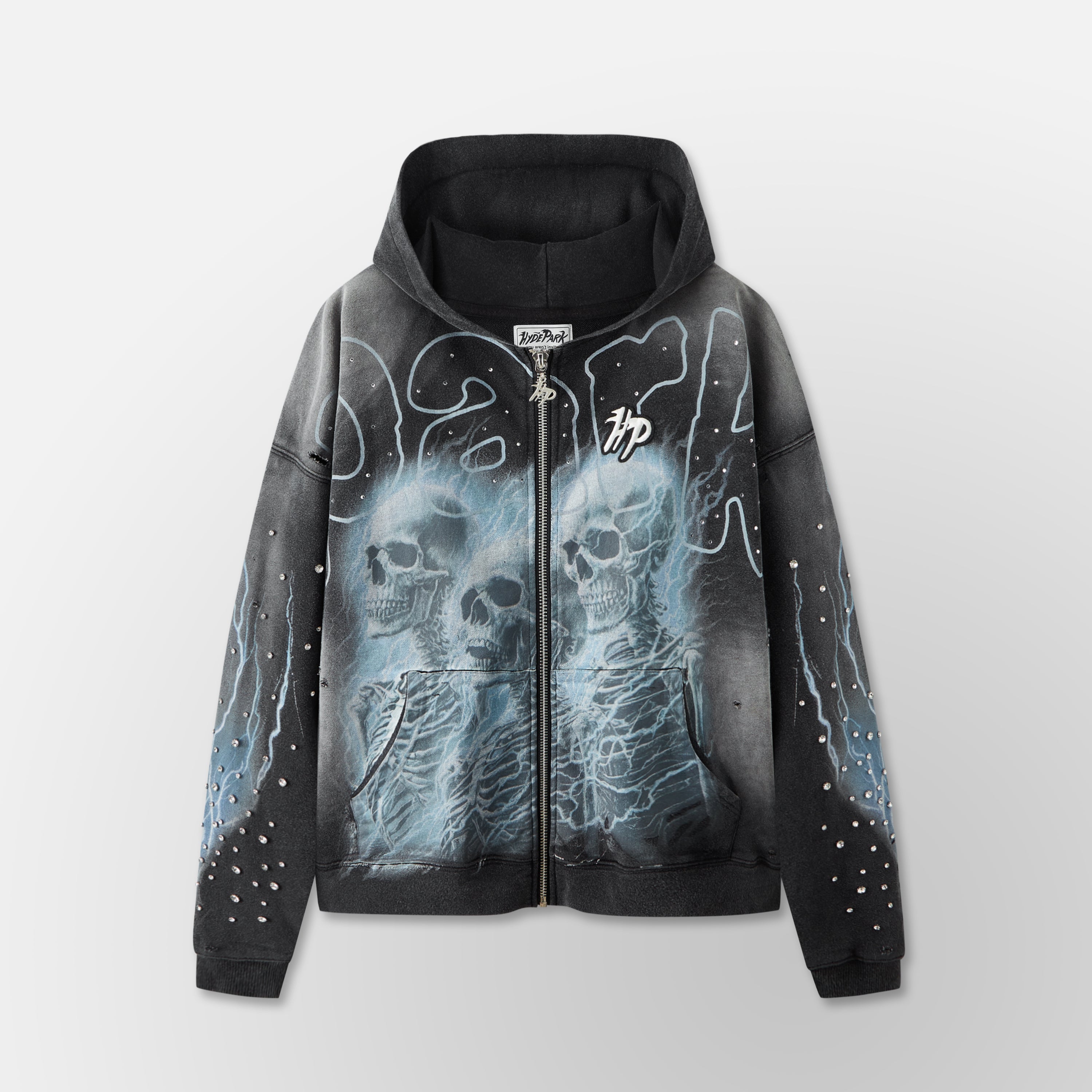 Grayskull- Throw Back- Full ZIP Hoodie- Black