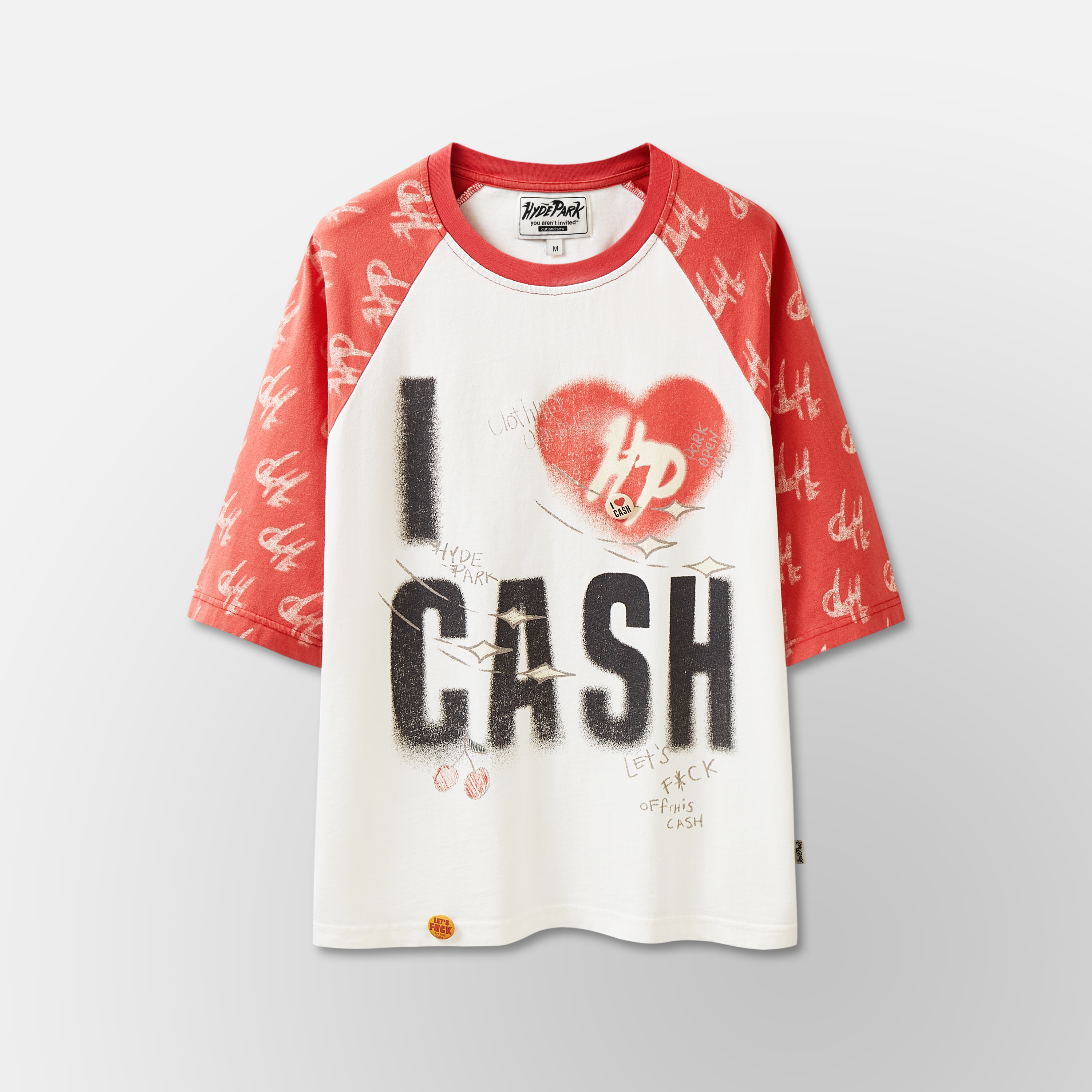 I Heart Cash Raglan- Red