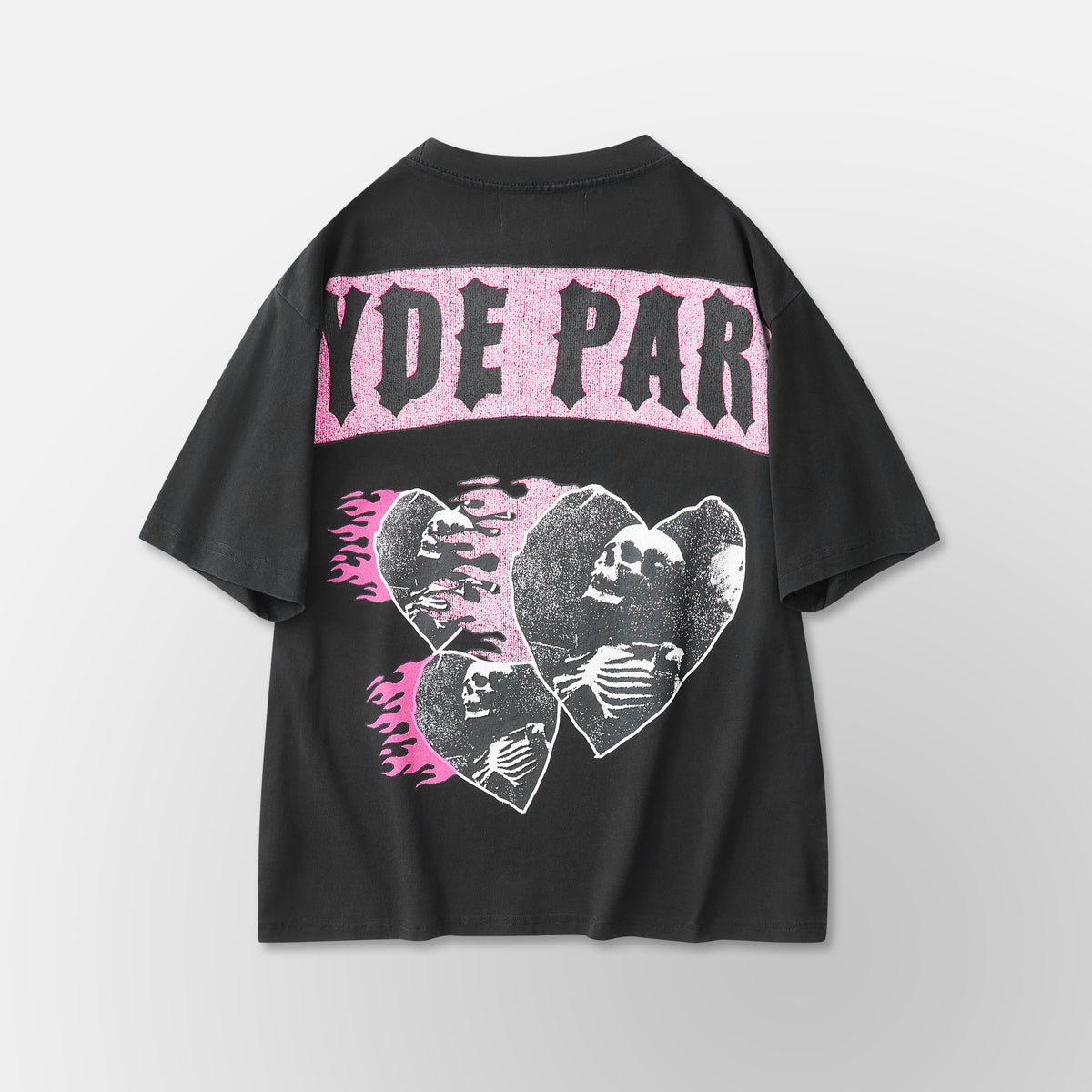 Triple heart Skull- BLK