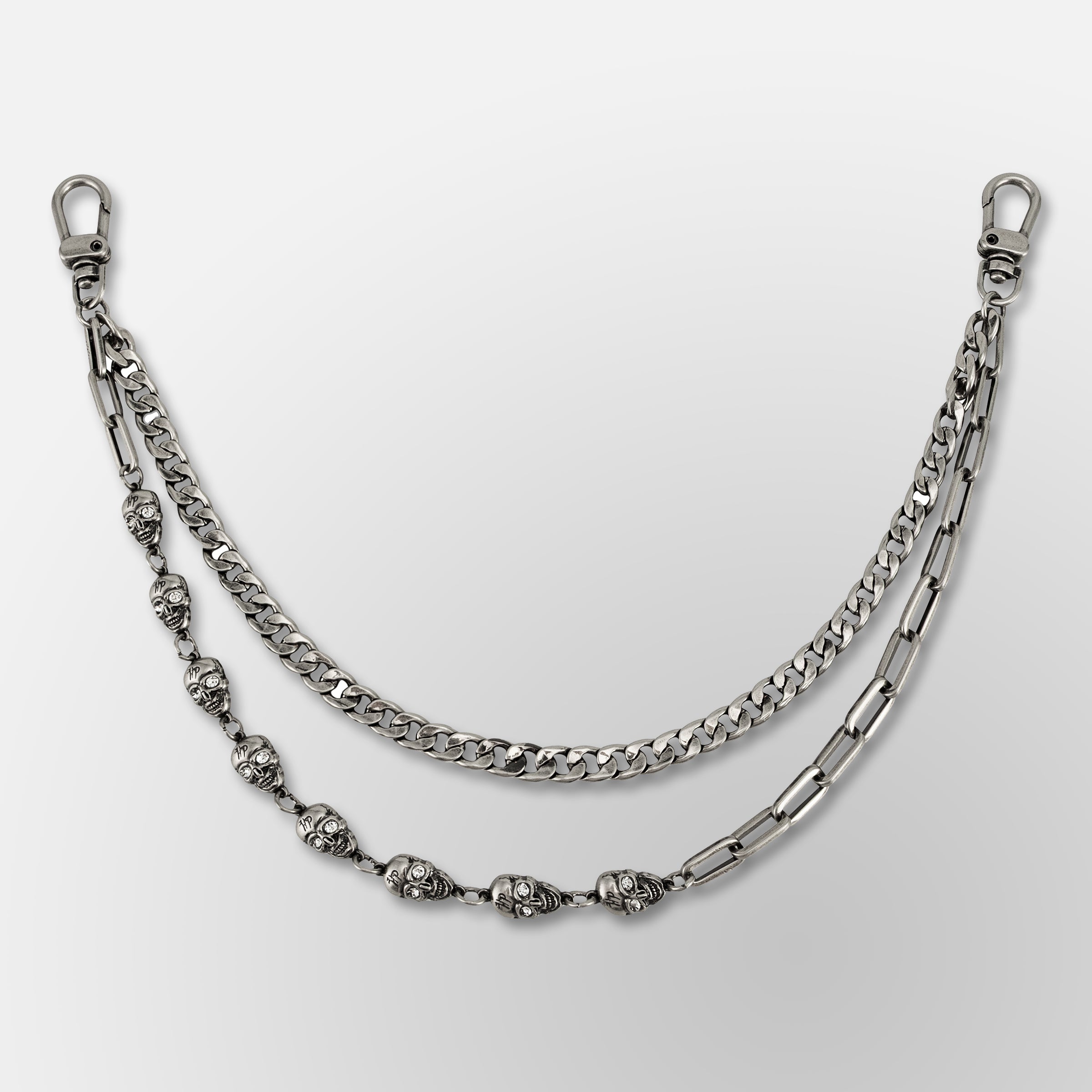 Paperclip Link Hp Skull Link Cuban Chain Link- Double Wallet Chain