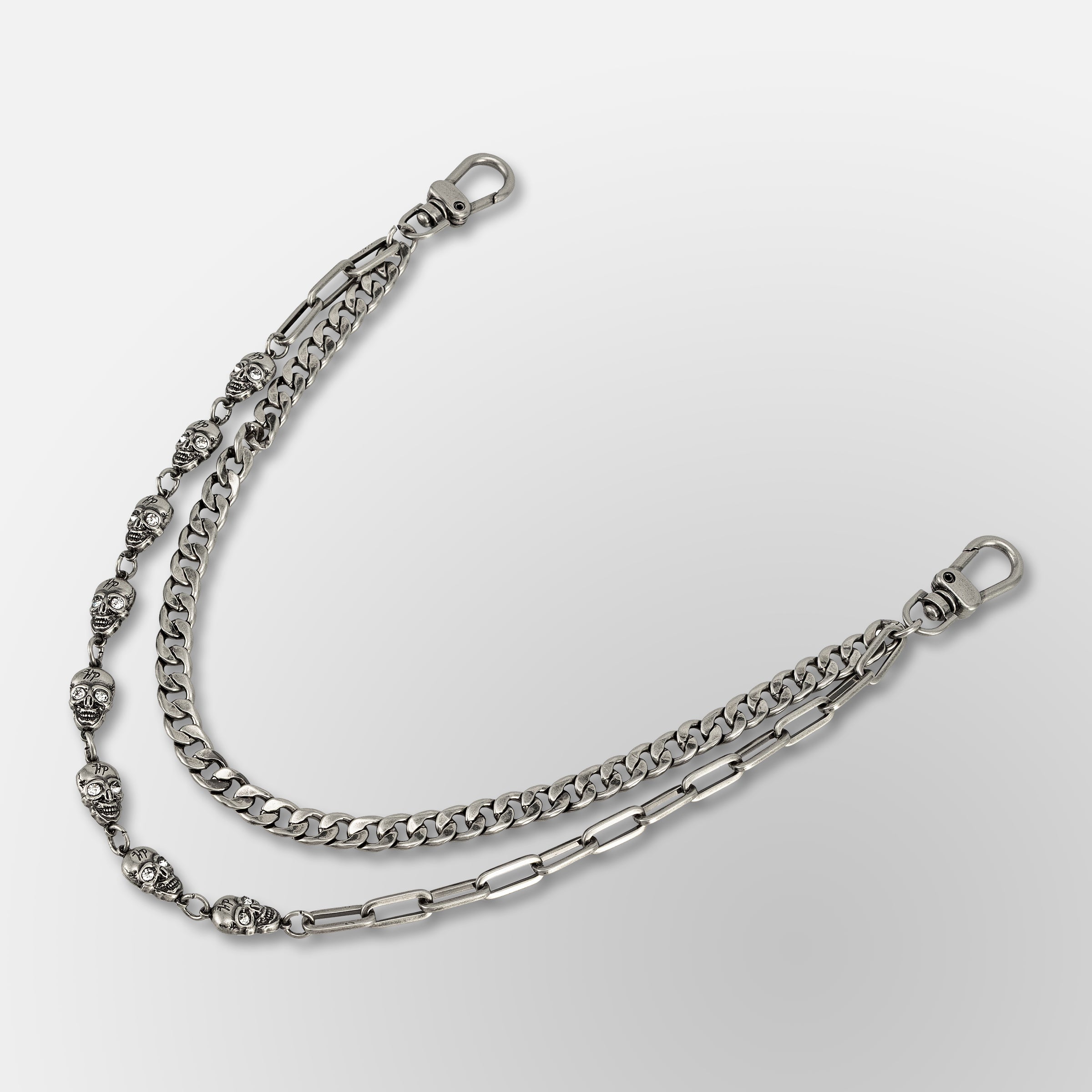 Paperclip Link Hp Skull Link Cuban Chain Link- Double Wallet Chain