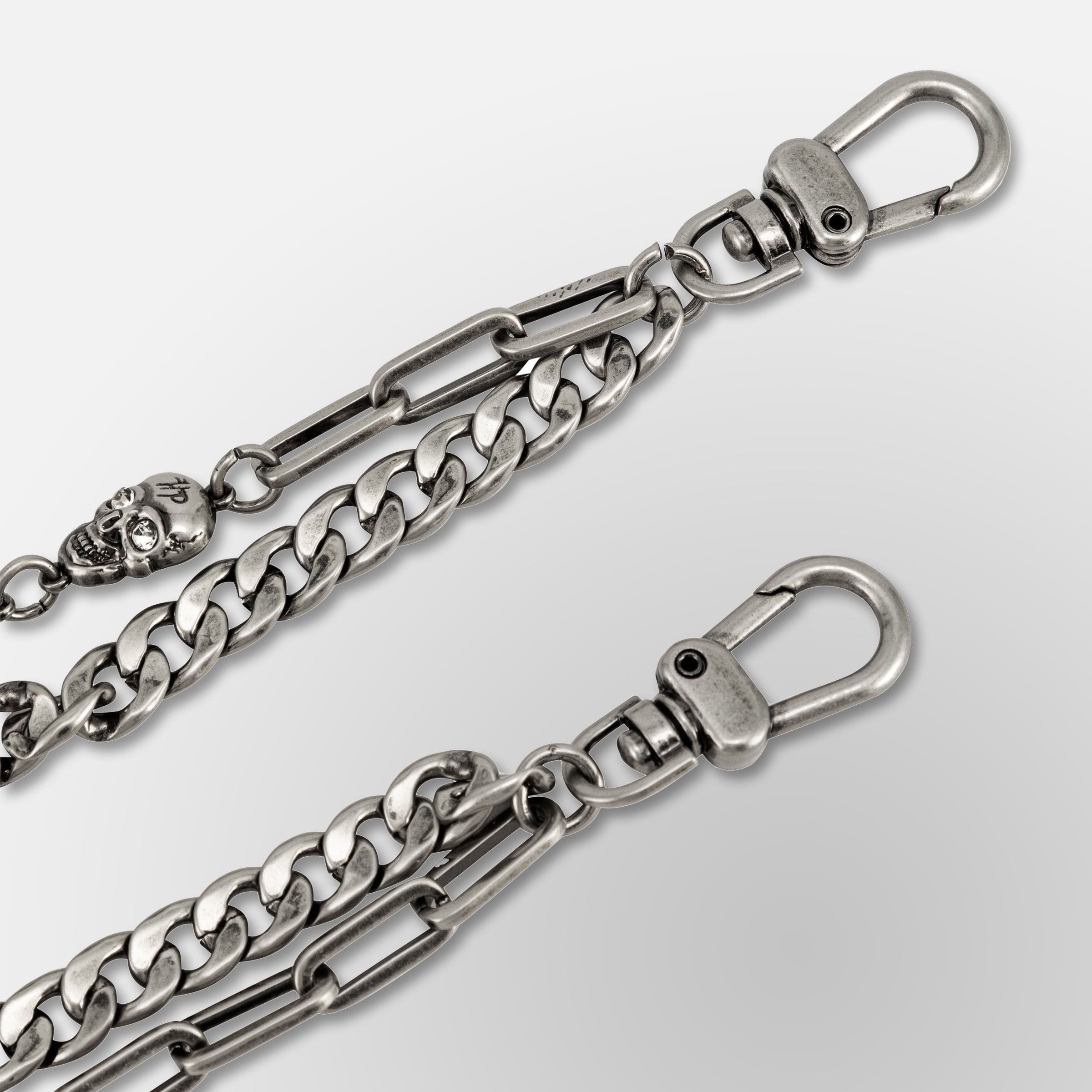 Paperclip Link Hp Skull Link Cuban Chain Link- Double Wallet Chain