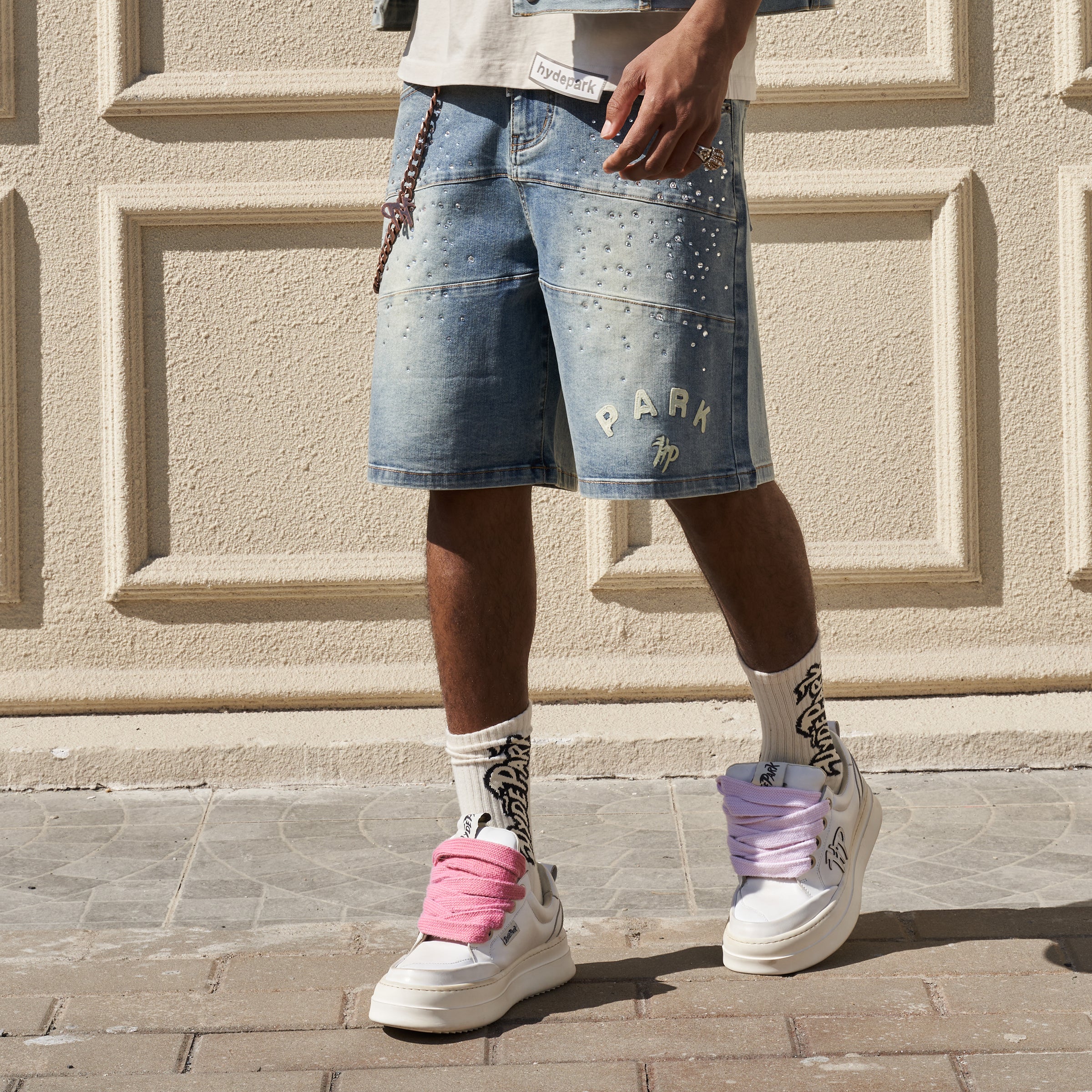 Studded Park Velocity Denim Short - Blue