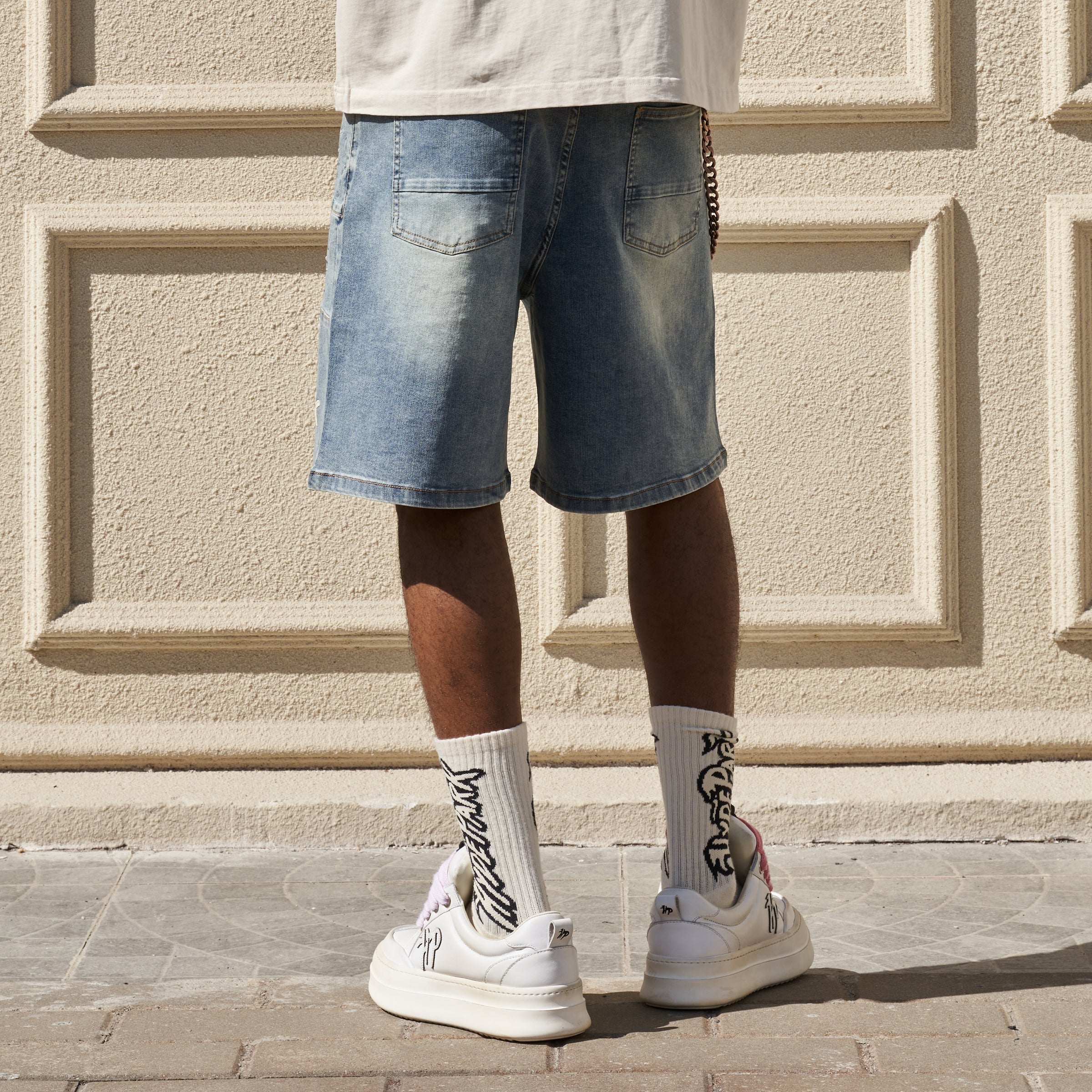 Studded Park Velocity Denim Short - Blue