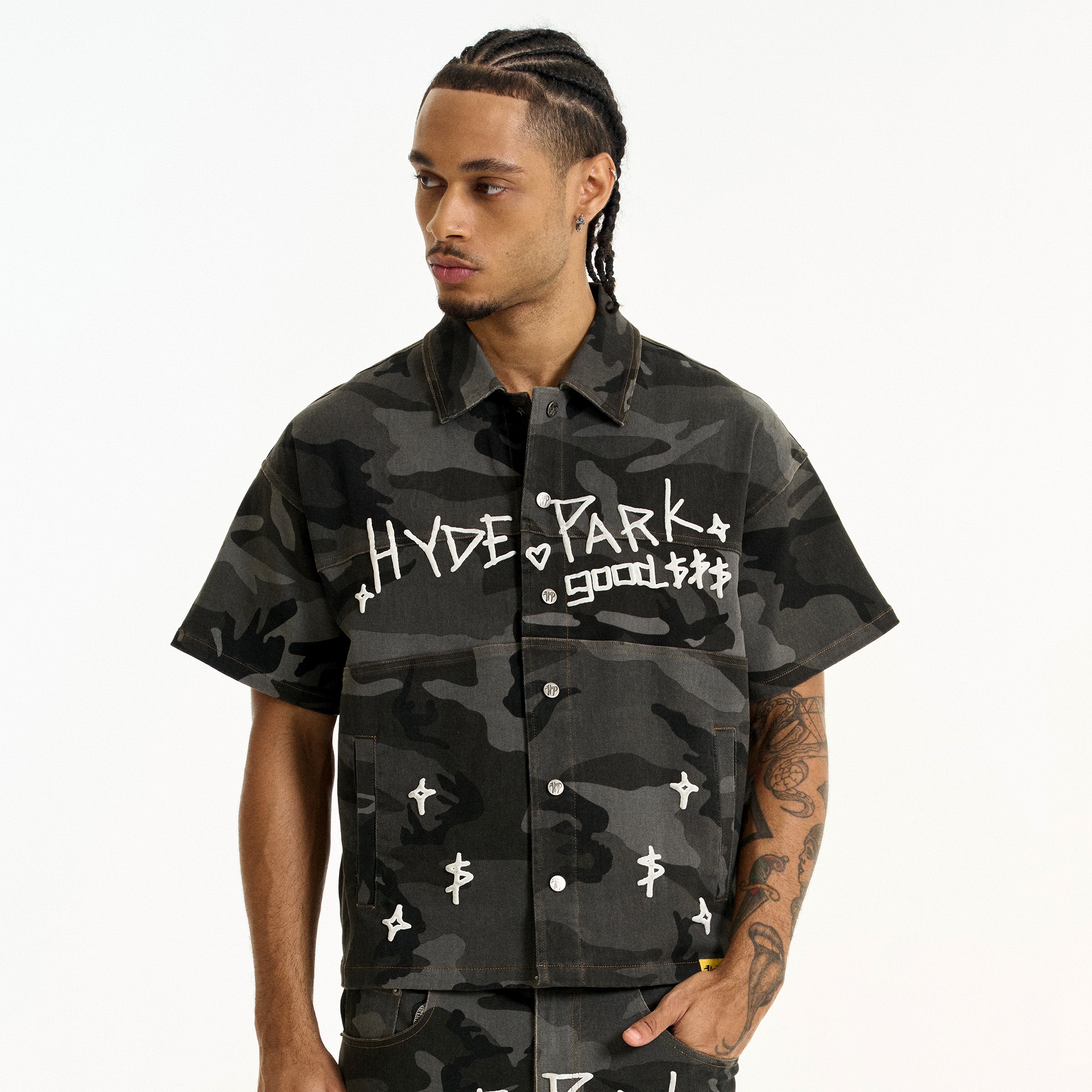 Urban Desert Camo Button Down Fatigue - Grey