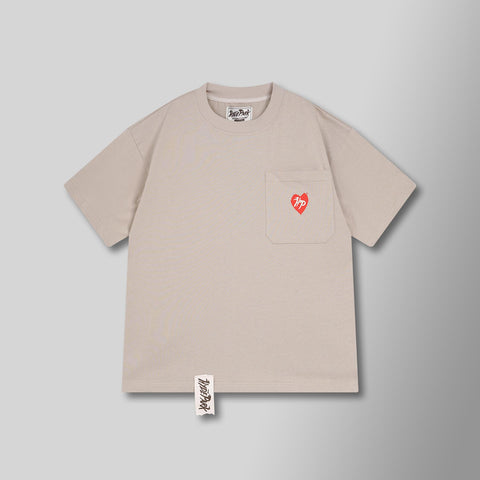 STAFF Pocket Tee - Tan with Red Heart