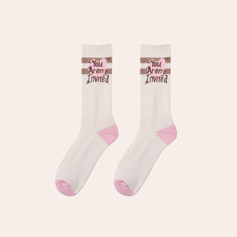 Y.A.I. Heart Sock - Off White & Pink