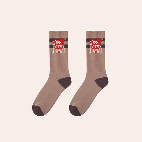 Y.A.I. Heart Sock - Light Brown & Dark Brown