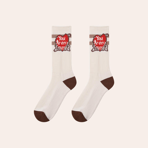 Y.A.I. Heart Sock - Off White & Brown