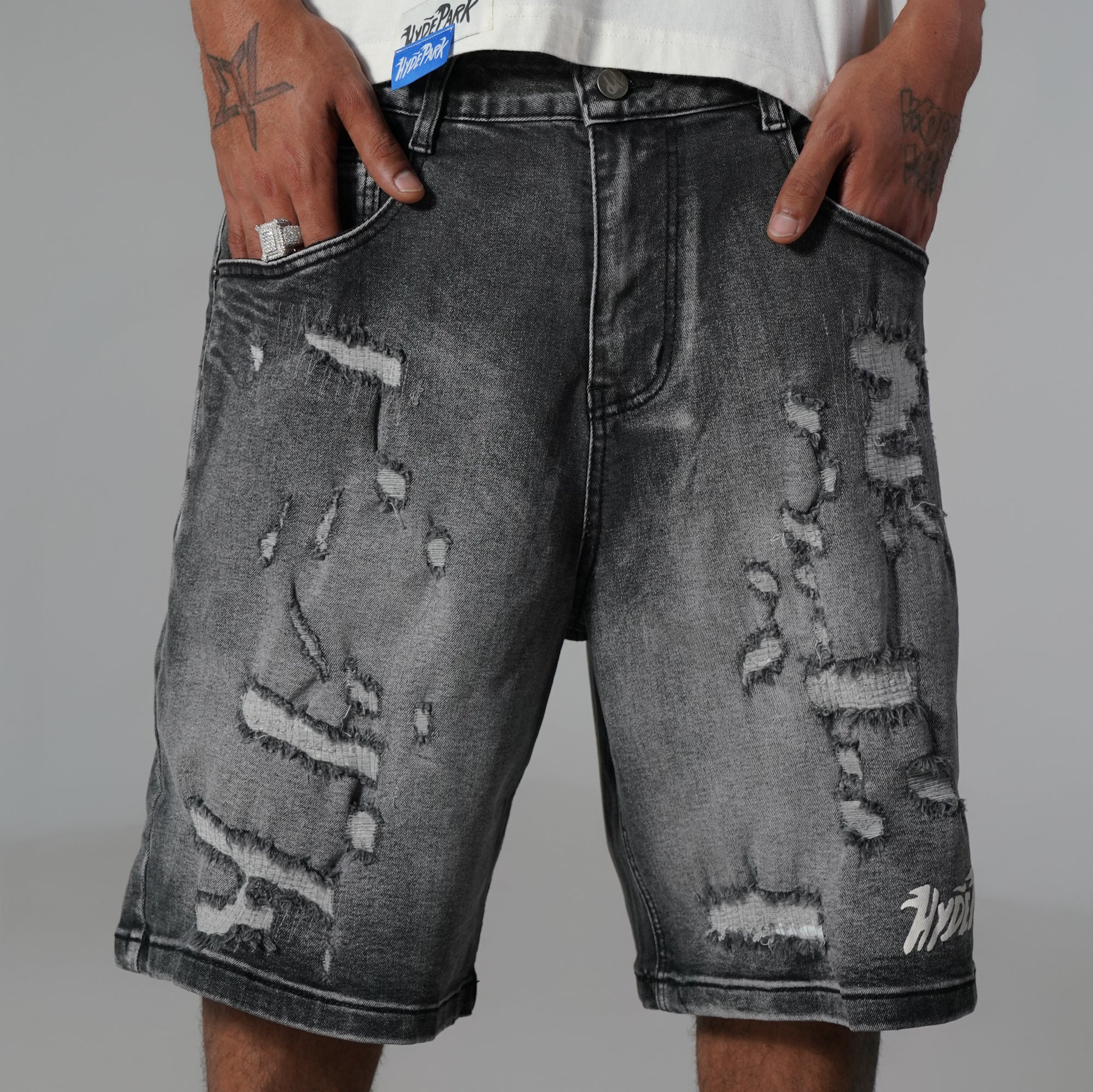 Double Denim Short - Black