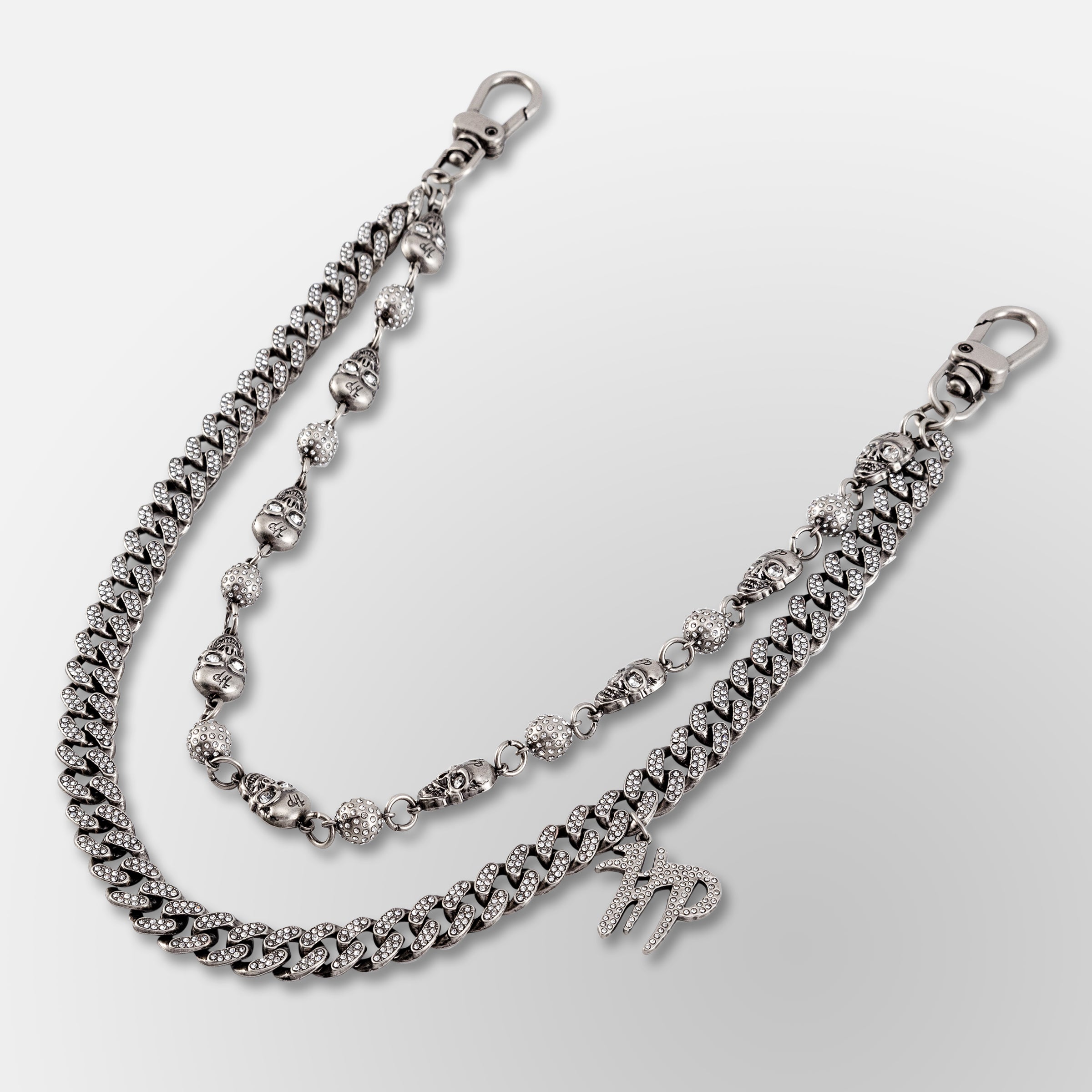 Iced Out Eight Ball Skeleton Wallet Double Chain