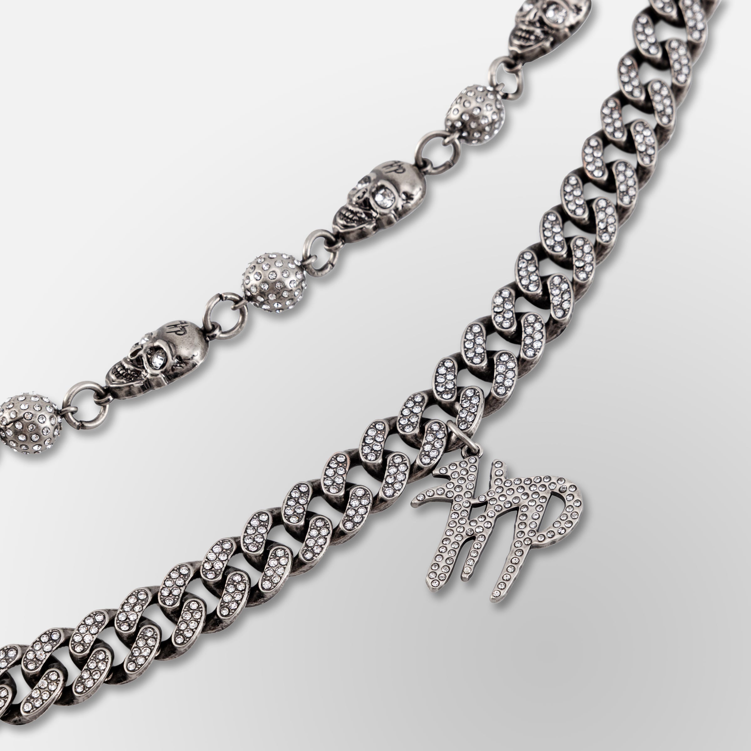Iced Out Eight Ball Skeleton Wallet Double Chain