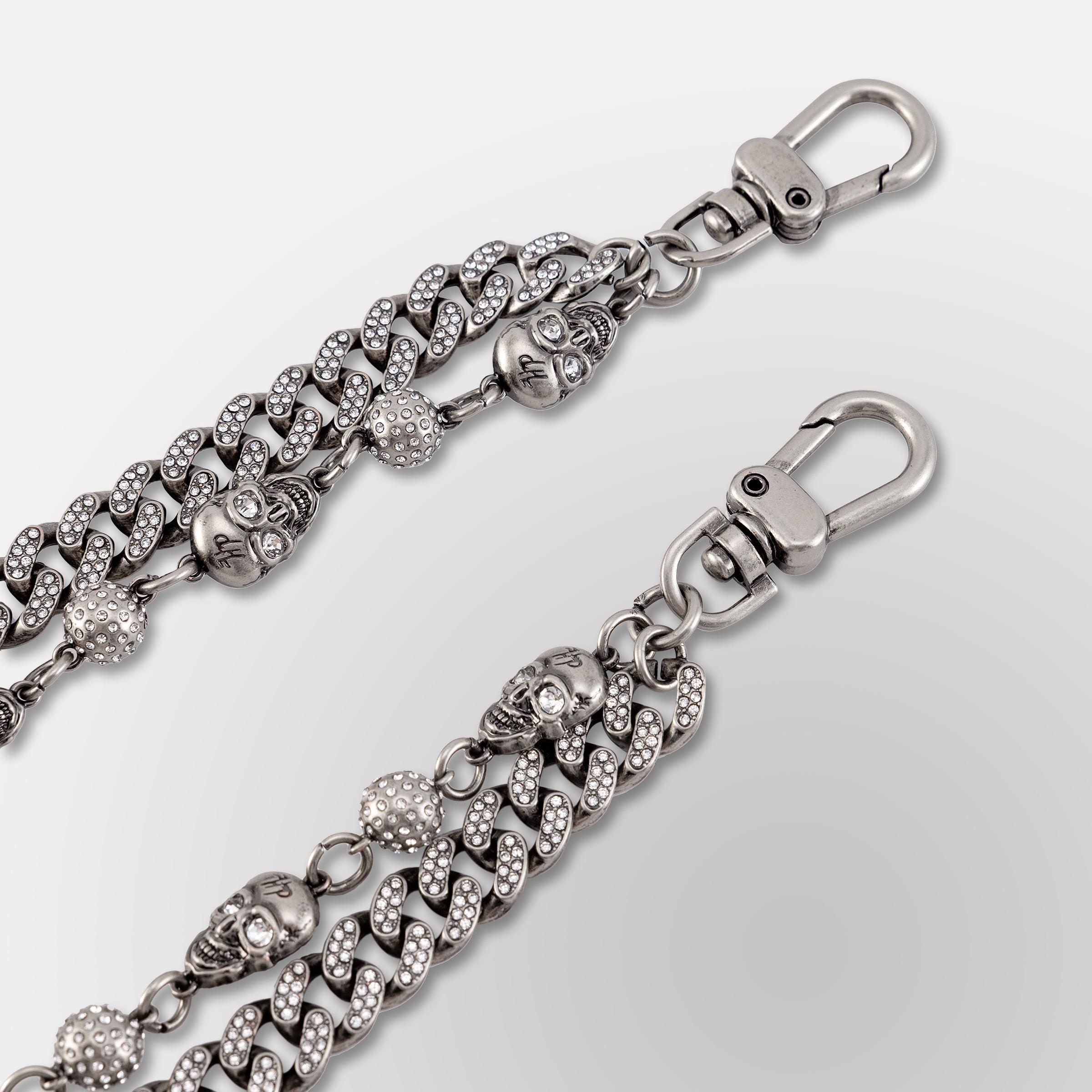 Iced Out Eight Ball Skeleton Wallet Double Chain