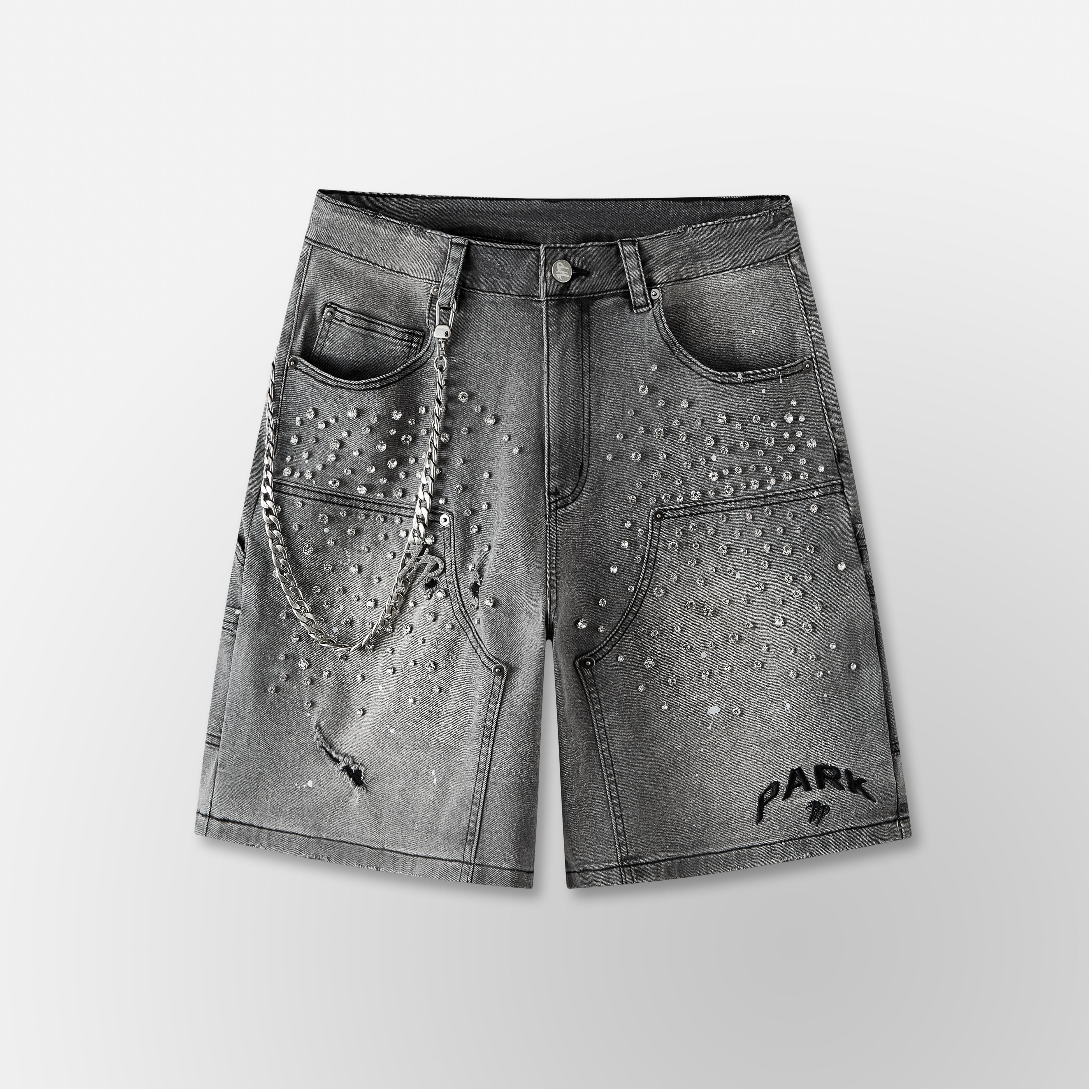 Double Knee Denim Work Shorts - Black