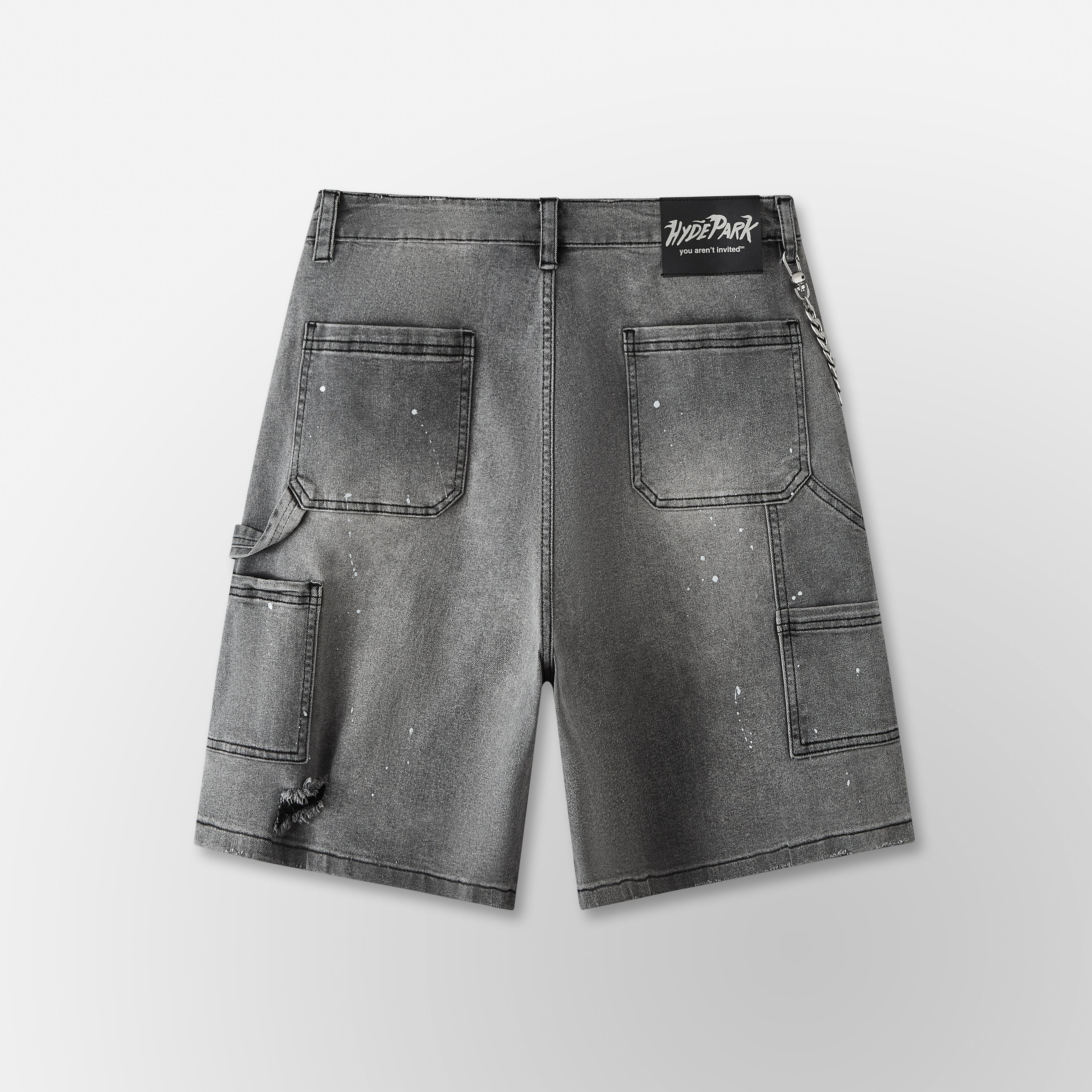Double Knee Denim Work Shorts - Black