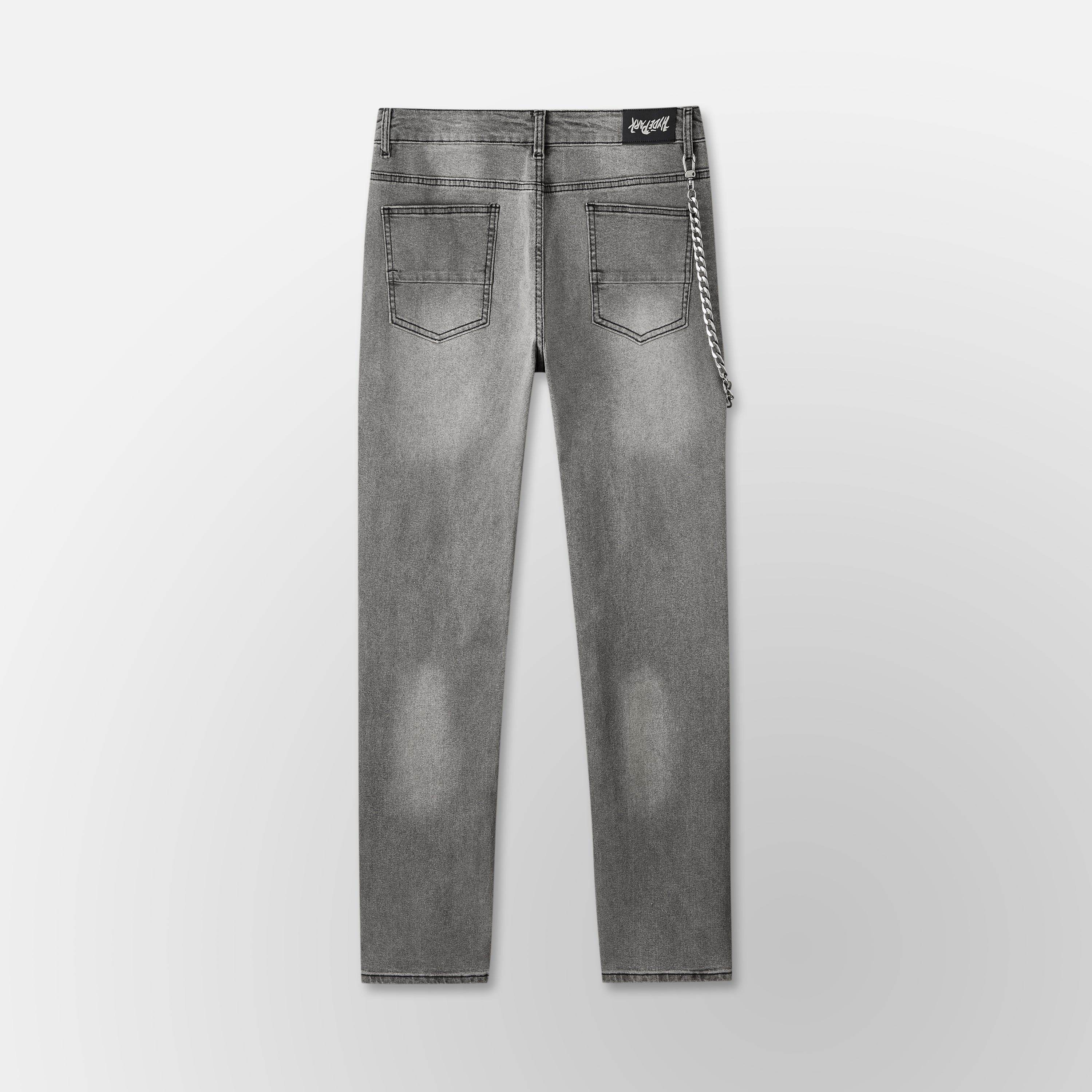 Studded Park Velocity Denim Pants - Grey