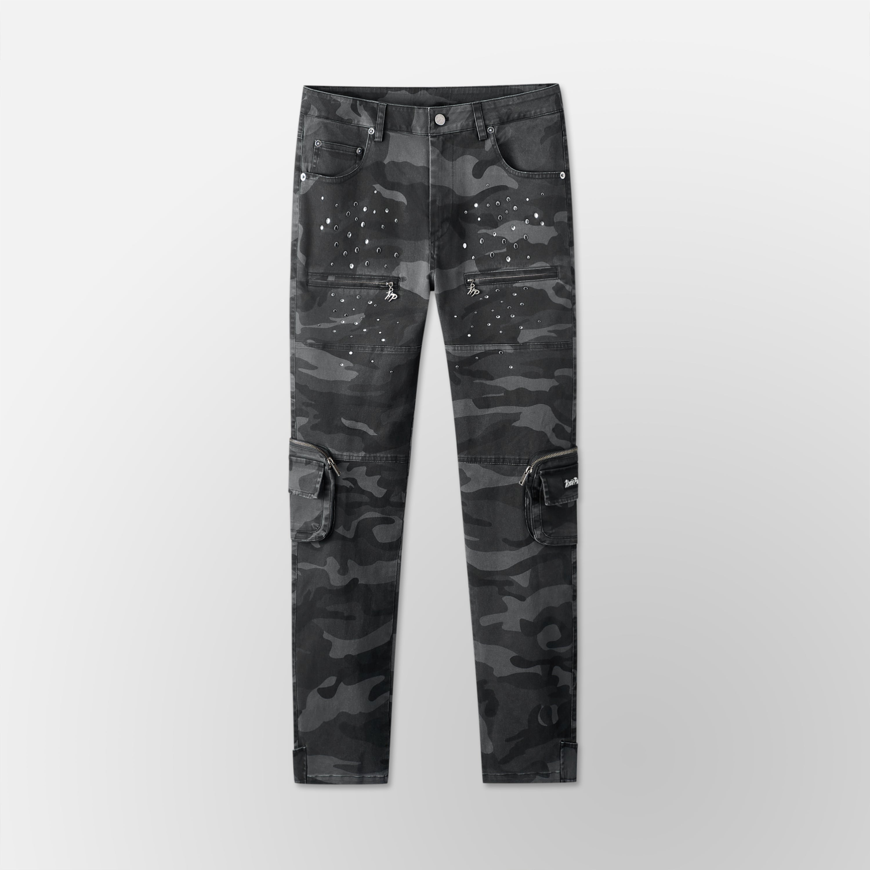 Skinny Vintage Cargo Pants - Black Camo