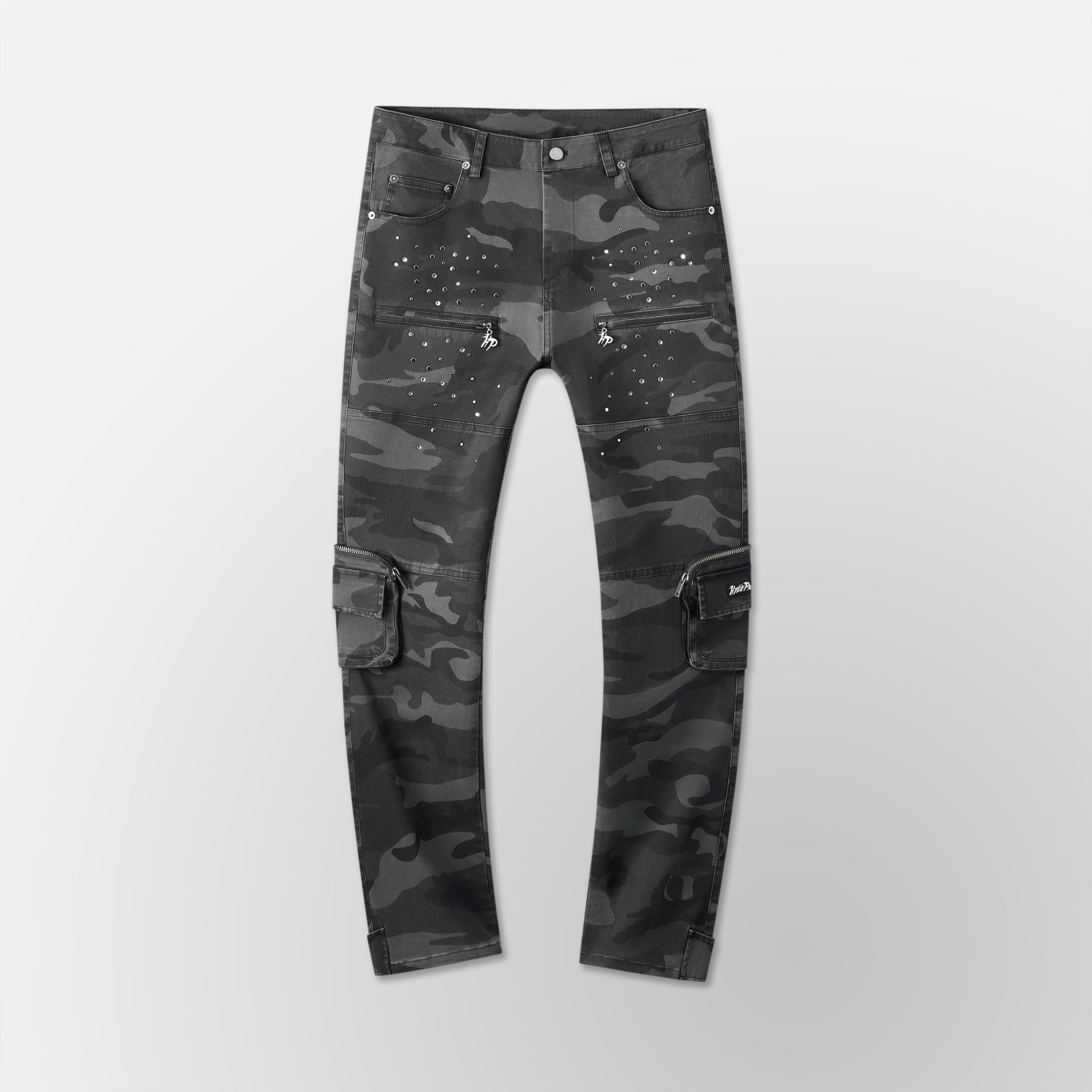 Skinny Vintage Cargo Pants - Black Camo