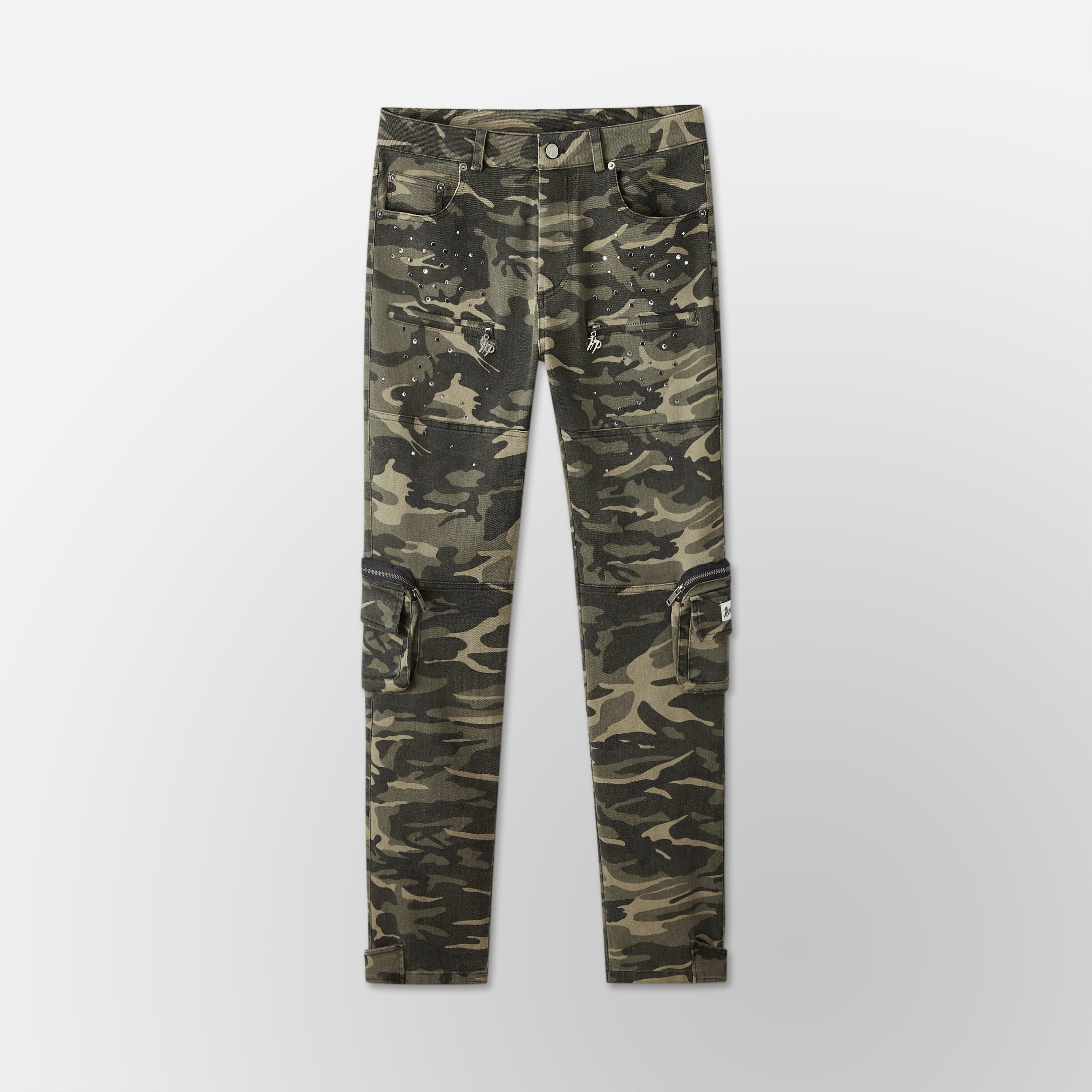 Skinny Vintage Cargo Pants - Green Camo