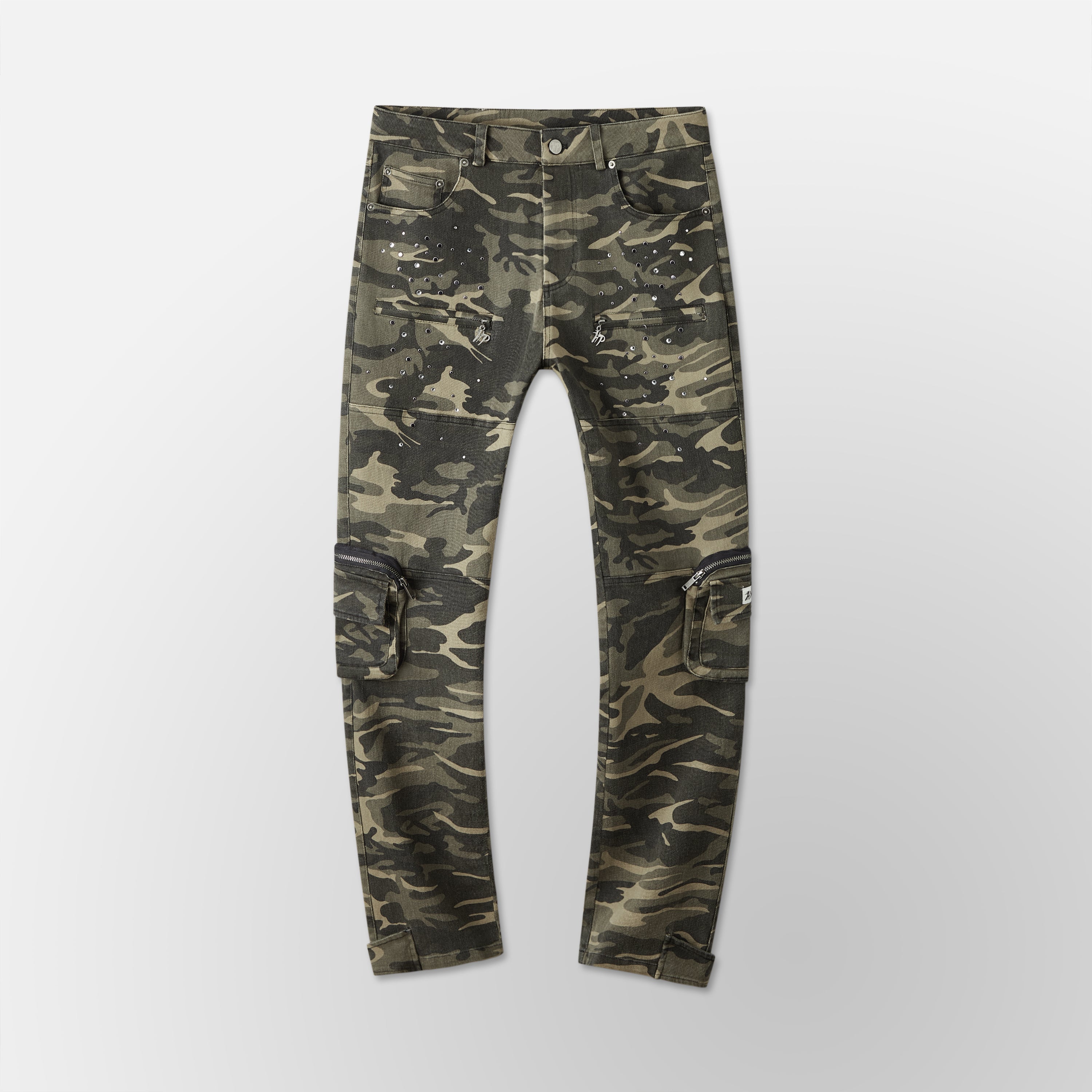 Skinny Vintage Cargo Pants - Green Camo