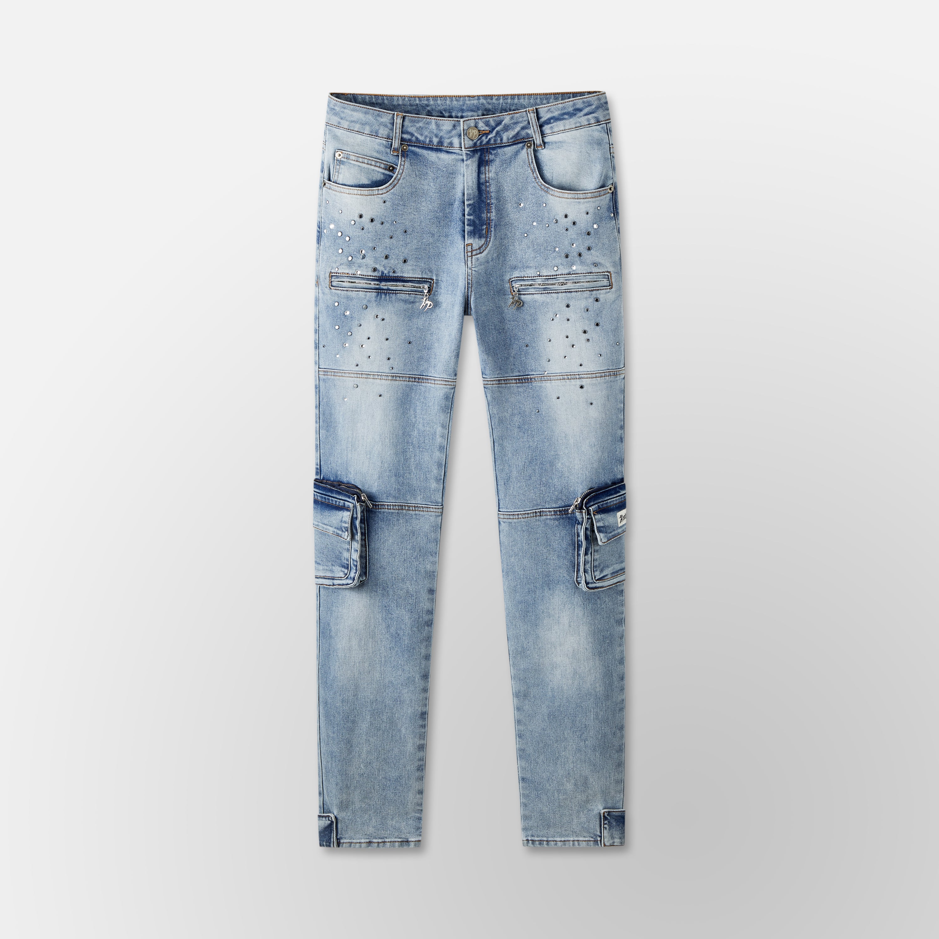 Skinny Vintage Cargo Pants - Blue Denim