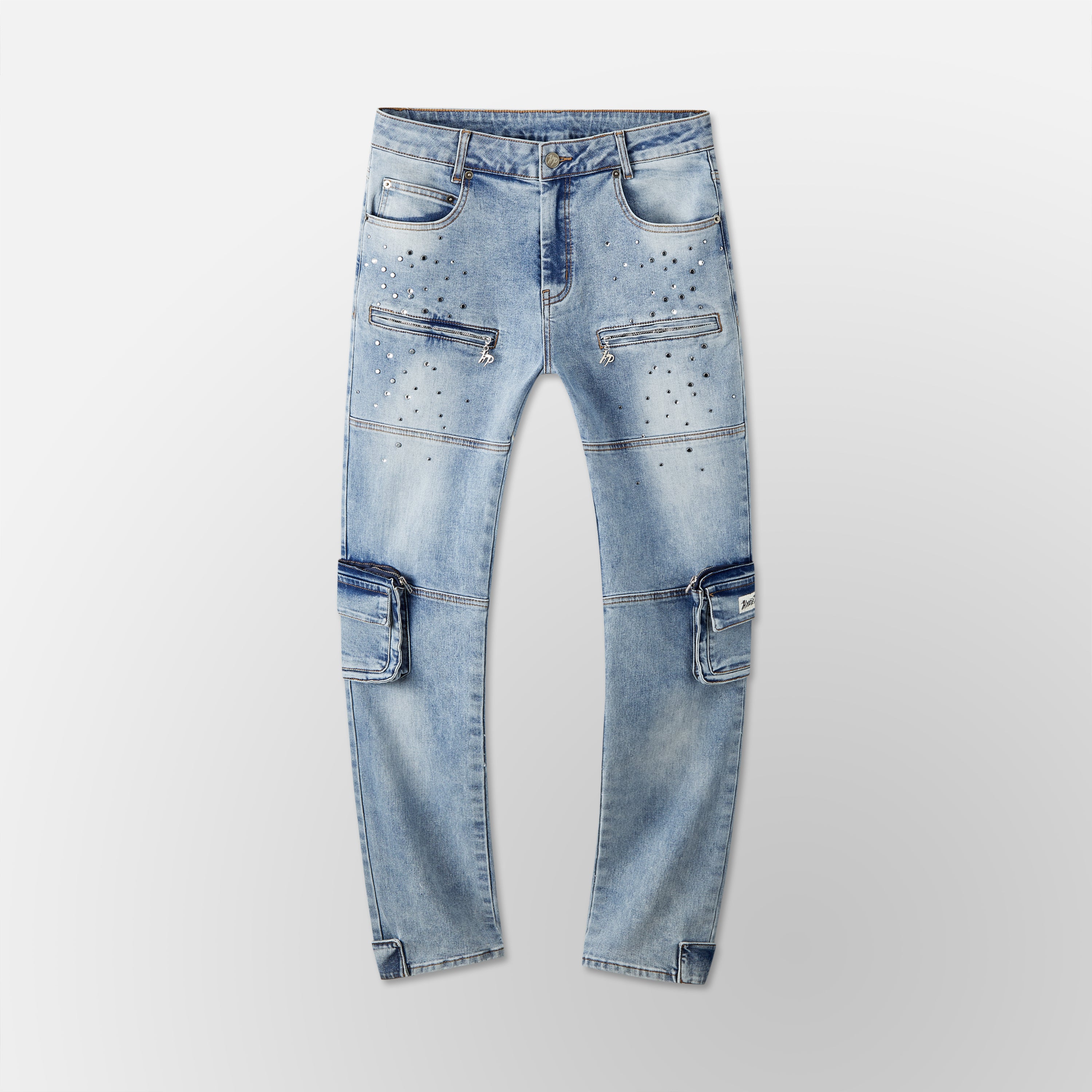 Skinny Vintage Cargo Pants - Blue Denim
