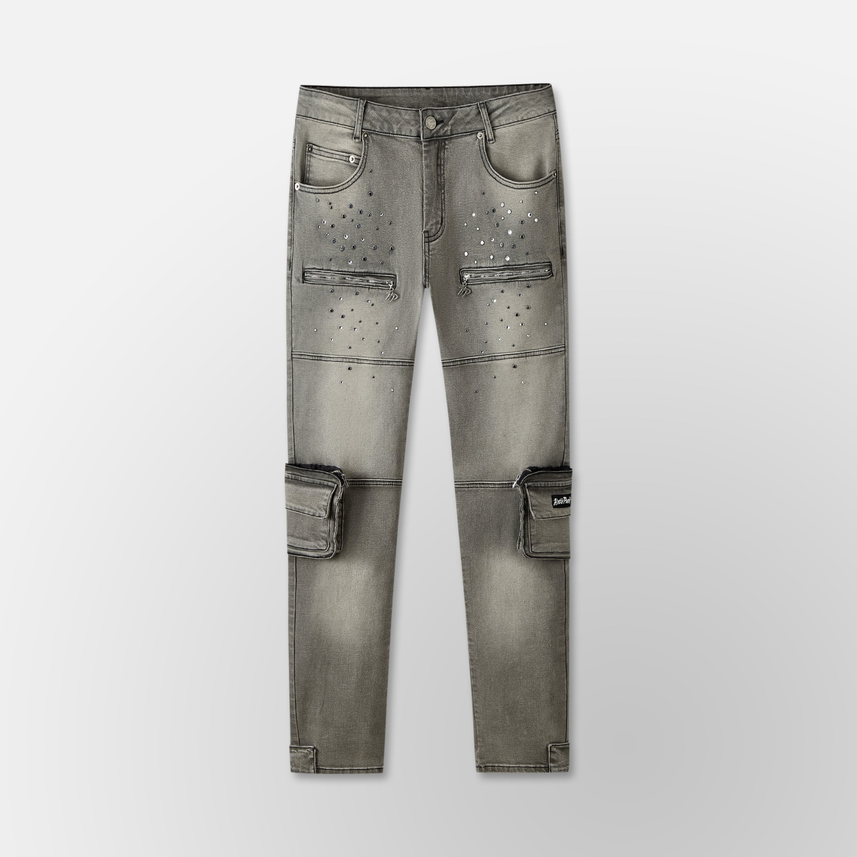 Skinny Vintage Cargo Pants - Black Denim