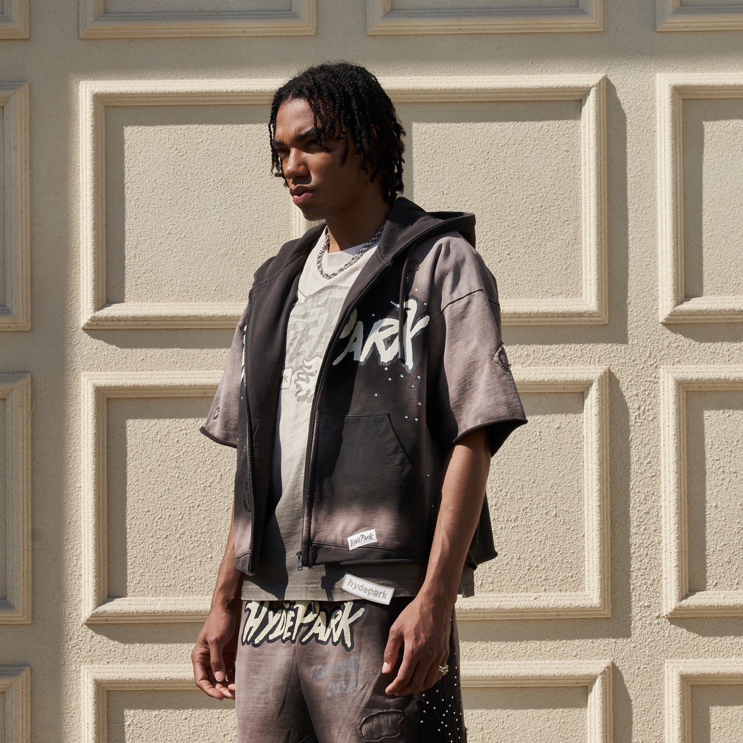 Posted Up Full Zip T-Shirt Hoodie Tribal - Black