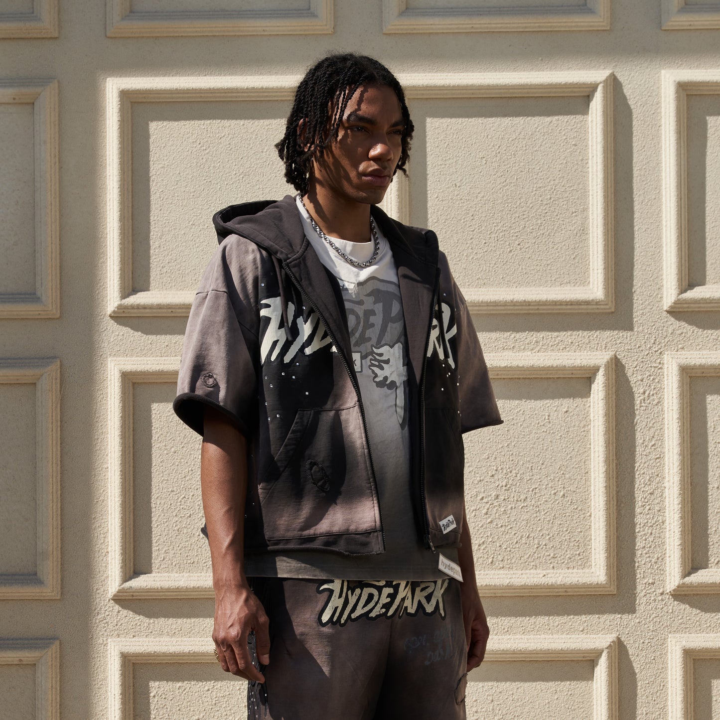 Posted Up Full Zip T-Shirt Hoodie Tribal - Black