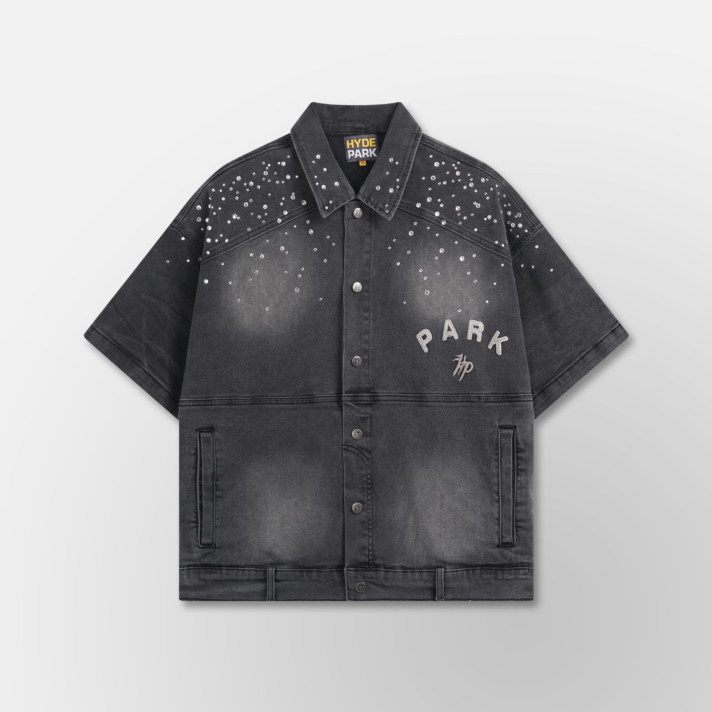 Studded Park Denim Work Shirt - Black