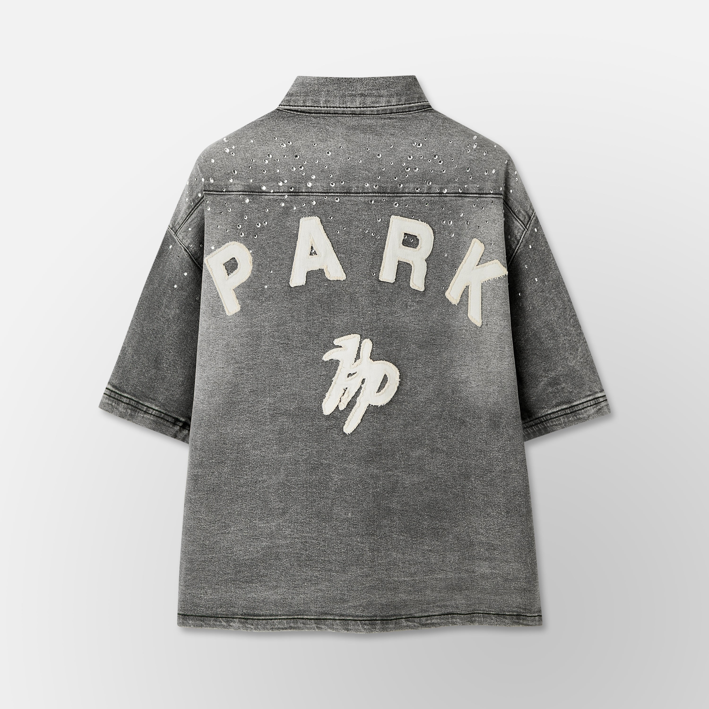 Studded Park Denim Work Shirt- Grey